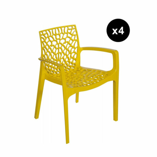 3S. x Home - Lot De 4 Chaises Design Jaune Avec Accoudoirs Gruyer 3S. x Home  - Chaise polypropylene