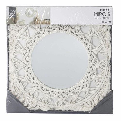 Miroirs Miroir rond bohème - Diam 55 Cm - Beige