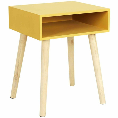 The Home Deco Factory -Table de chevet en bois niche colorée jaune. The Home Deco Factory  - Chevet Design