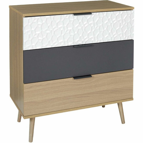 The Home Deco Factory - Commode en bois 3 titoirs  Sven. The Home Deco Factory  - Commode profondeur 80 cm