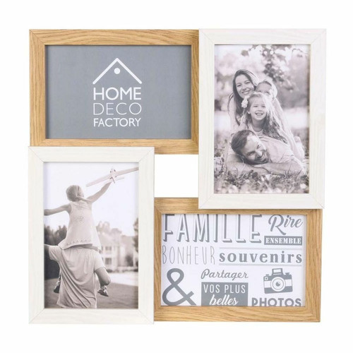 Cadres, pêle-mêle The Home Deco Factory Pêle-mêle bois et blanc photos 10 x 15 cm Family 4 photos.