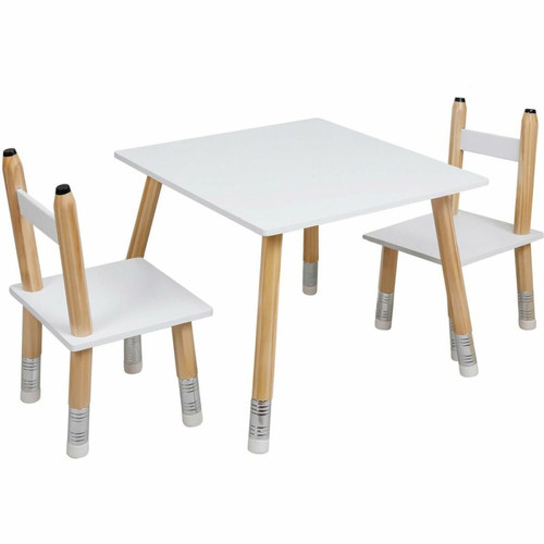 The Home Deco Kids - Ensemble table et 2 chaises pour enfants en bois Crayon. The Home Deco Kids  - Ensemble table 2 chaises enfant