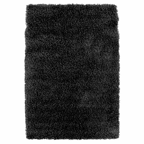 Thedecofactory - TENESSEE - Tapis à poils longs toucher laineux noir 160x230 Thedecofactory  - Bonnes affaires Décoration