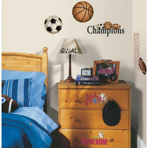 Décoration chambre enfant Thedecofactory SPORT BALLONS - Stickers repositionnables sur le thème des sports à ballons