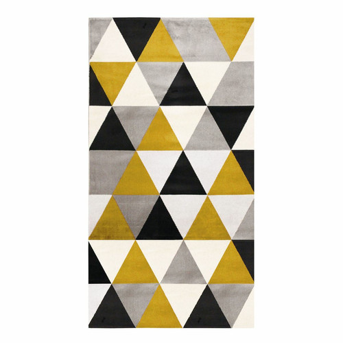 Thedecofactory - GEO SCANDI - Tapis toucher laineux motif triangles jaune 80x150 Thedecofactory  - Décoration