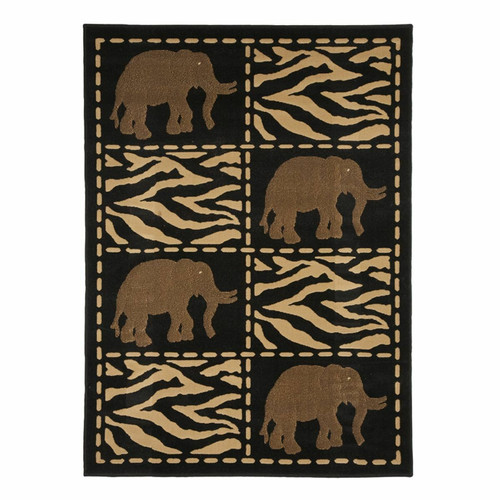 Thedecofactory - MASSAI - Tapis imprimé éléphants noir 160x230 Thedecofactory  - Tapis elephant