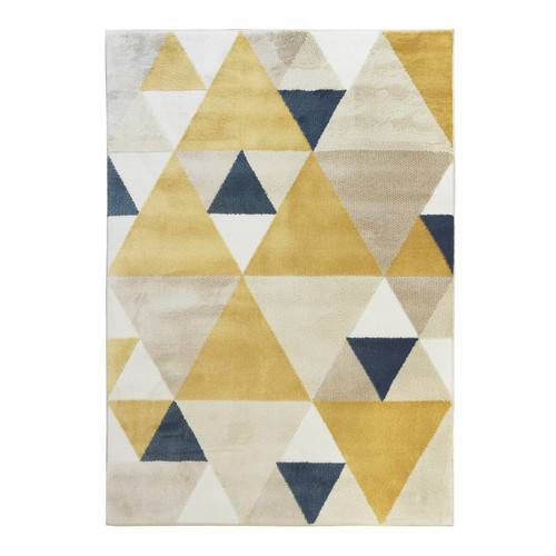 Thedecofactory -NEW TAO - Tapis motifs triangles jaune et bleu 120x160 Thedecofactory  - Thedecofactory