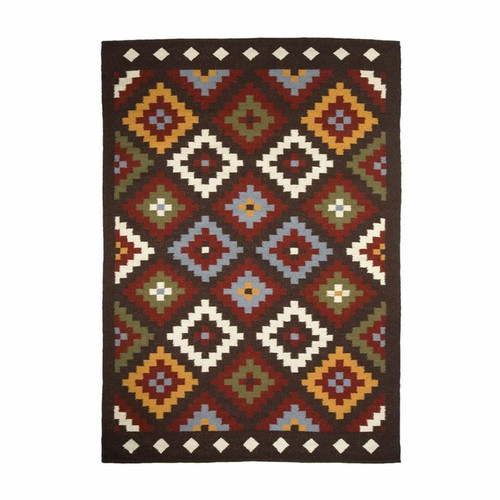 Tapis Thedecofactory RITUEL -  Tapis en laine à motifs aztèques marron 160x230