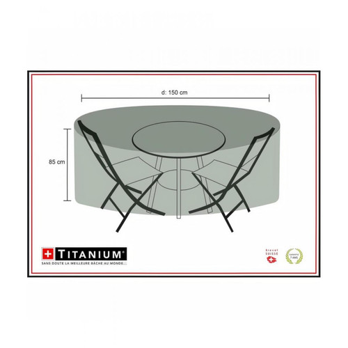 Thermacell - Housse pour table ronde + chaises 150 - Noire - Fauteuil de jardin