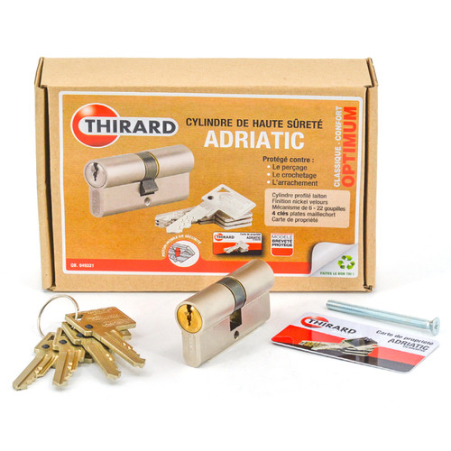 Thirard - Cylindre de porte haute sécurité nickelé adriatic THIRARD Thirard  - Cylindre haute securite