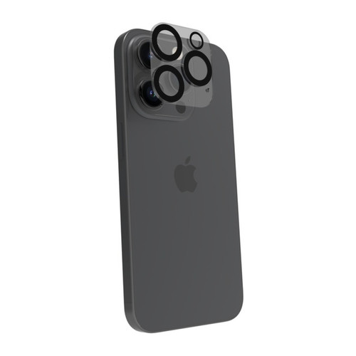 Tiger - Tiger Protège-caméra pour Apple iPhone 15 Pro / 15 Pro Max Antichoc en Verre Trempé Noir transparent Tiger  - Protection écran smartphone