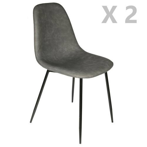 Toilinux - 2 Chaises design vintage Amber - Gris Toilinux  - Chaise scandinave grise Chaises