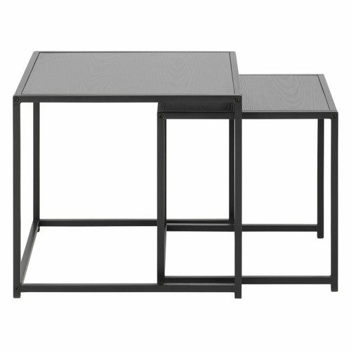 Toilinux - Duo de tables d'appoint encastrables en MDF et métal - Noir Toilinux  - Tables d'appoint Carrée