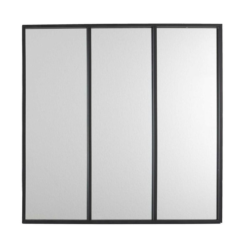 Toilinux - Miroir style verrière en 3 parties en métal - Noir - Miroirs