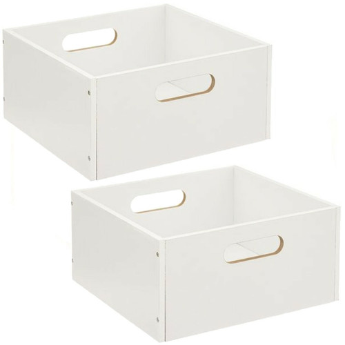Boîte de rangement Toilinux Lot de 2 Boîtes de rangement carrée en MDF - L. 31 x H. 15 cm - Blanc