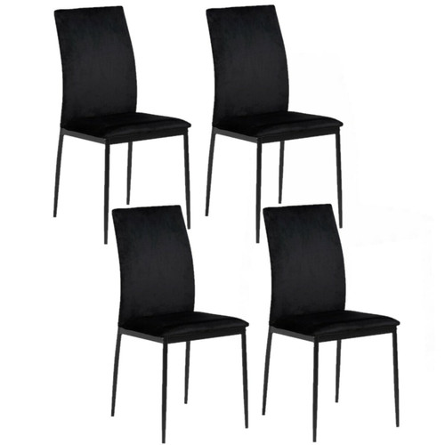 Toilinux - Lot de 4 Chaises de salle à manger en tissu et métal - Noir Toilinux  - Lot de 4 chaises Chaises