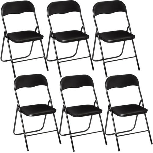 Toilinux - Lot de 6 Chaises pliantes en PVC - Noir Toilinux  - Lot de 6 chaises Chaises