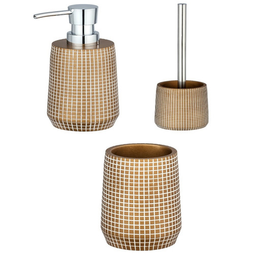 Toilinux - Set d'accessoires de salle de bain design Ohrid - Doré Toilinux  - Salle de bain, toilettes Couleur