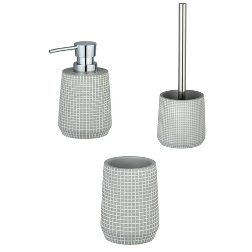 Toilinux - Set d'accessoires de salle de bain design Ohrid - Gris Toilinux  - Meuble salle de bain design
