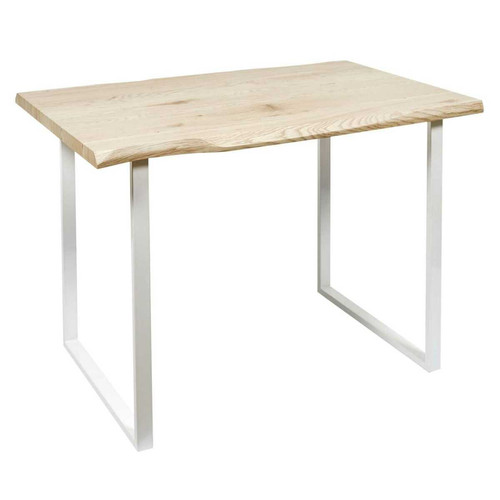 Toilinux - Table à manger Forest 4 places en métal et MDF - Blanc et Beige Toilinux  - Tables à manger