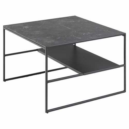 Toilinux - Table basse 2 niveaux en Mélamine et Métal - L.70 cm x H.45 cm - Noir Toilinux  - Tables basses Carrée