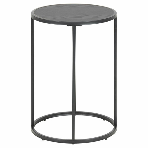Toilinux Table d'appoint ou bout de canapé rond en MDF et métal Diam.45cm - Noir