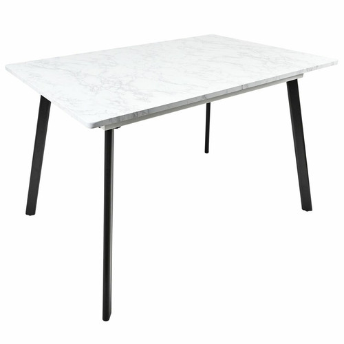 Toilinux - Table extensible imitation marbre pour 4 à 6 personnes - Gris et Noir Toilinux - Table 6 personnes