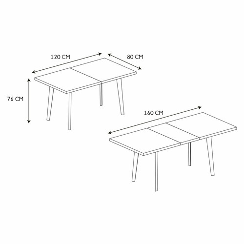 Toilinux Table extensible imitation marbre pour 4 à 6 personnes - Gris et Noir