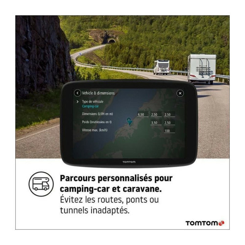 GPS TOM TOM - GPS GO Camper Max Camping-Car et Caravane  -  ecran HD 7 - Cartographie Monde
