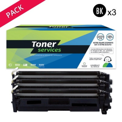 Toner Services - Compatible HP 17A Pack 3 Toners Noir CF217A (HT217) Toner Services  - Accessoires et consommables