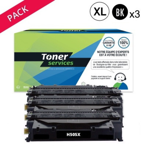 Toner Services - Compatible Canon 719H Pack 3 Toners Noir CE505X (05X) Toner Services  - Cartouche, Toner et Papier
