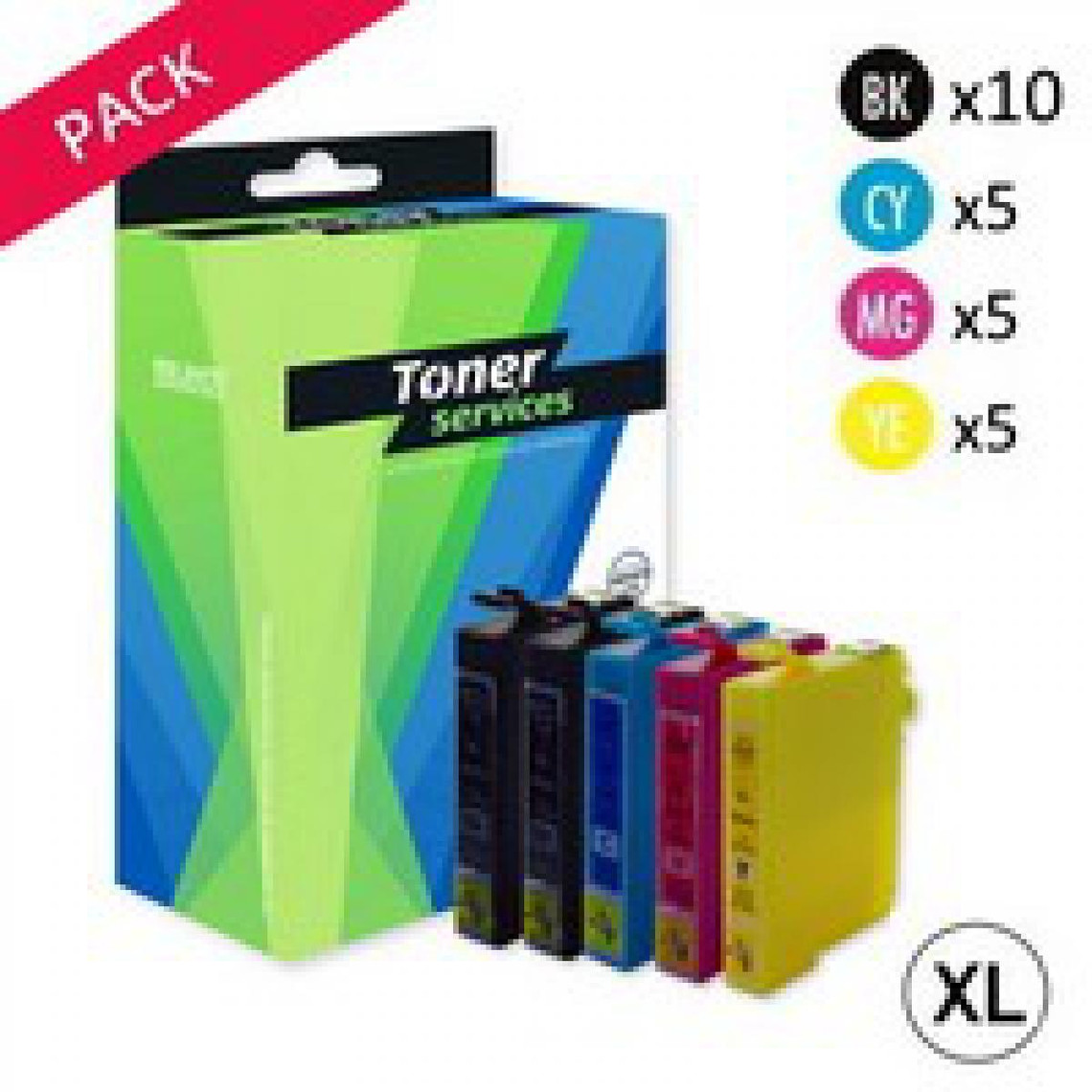Toner Services Equivalent Epson T1295 Pack 25 cartouches Noir et couleurs XL (Pomme)