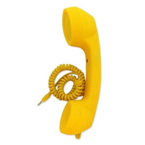 Autres accessoires smartphone Totalcadeau Combiné fixe filaire filaire kitsch téléphone rétro micro haut-par jaune