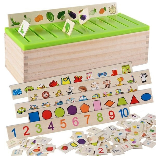 Totalcadeau - Boîte en bois pour tri des formes et objets système jeu montessori Totalcadeau  - Boite bois
