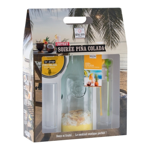 Totalcadeau - Coffret de mélange et accessoires pour Piña Colada et 2 verres Totalcadeau  - Marchand Aide cadeaux