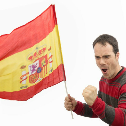 Objets déco Totalcadeau Drapeau Espagnol avec bâton - Flag Espagne supporteur pas cher