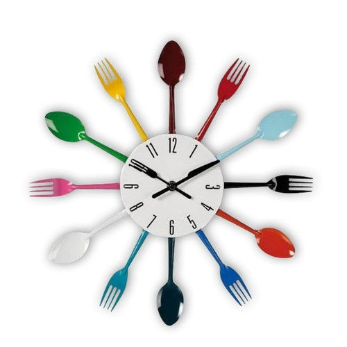 Totalcadeau - Horloge murale avec fourchettes et cuillères colorées Totalcadeau  - Horloges, pendules Totalcadeau