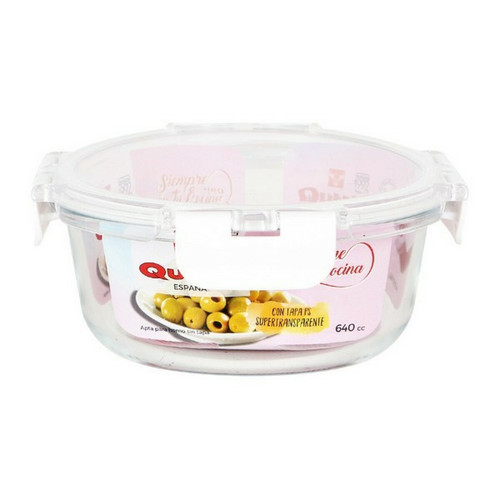 Totalcadeau Lunch box avec fermeture hermétique Ronde Acrylique Transparent boite repas Capacité - 640 cc - Ø 16 x 7 cm pas cher