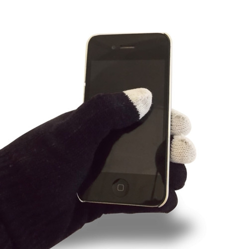 Totalcadeau - Paire de gants noir tactiles pour ecran smartphone Totalcadeau  - Totalcadeau