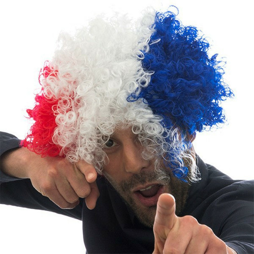 Totalcadeau - Perruque en fibres synthétiques à couleurs drapeau français - Supporter pas cher Totalcadeau  - Bonnes affaires Décoration
