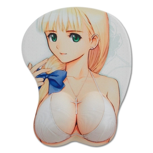 Tapis de souris Totalcadeau Tapis de souris 3D relief fille manga blonde et repose poignet seins