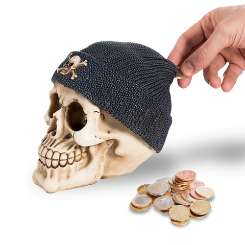 Totalcadeau - Tirelire en forme de crâne avec un bonnet noir pirate Totalcadeau  - Bonnes affaires Décoration