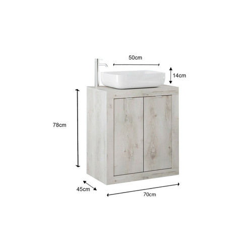 Tousmesmeubles -Meuble sous-vasque 70 cm Pin blanc + vasque - LUBIO Tousmesmeubles  - meuble bas salle de bain Design
