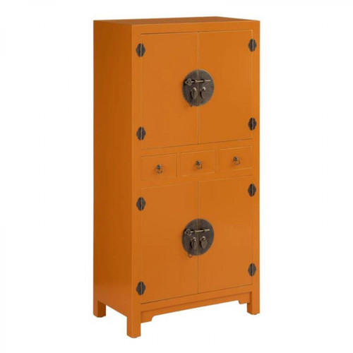 Tousmesmeubles - Armoire 4 portes, 3 tiroirs Orange Meuble Chinois - PEKIN Tousmesmeubles   - Chambre Orange