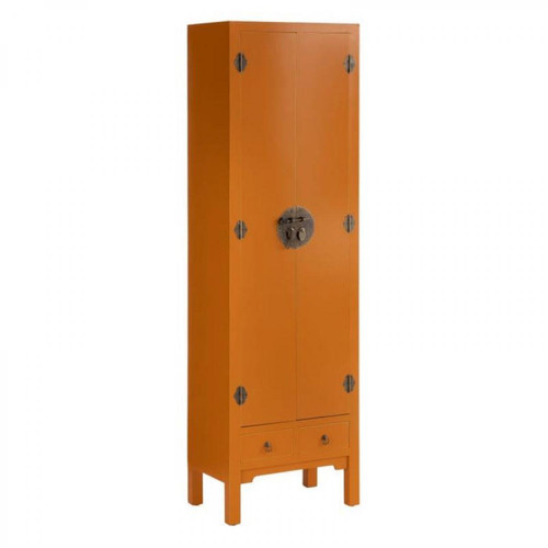 Tousmesmeubles - Armoire lingère 2 portes, 2 tiroirs Orange Meuble Chinois - PEKIN - Chambre Orange