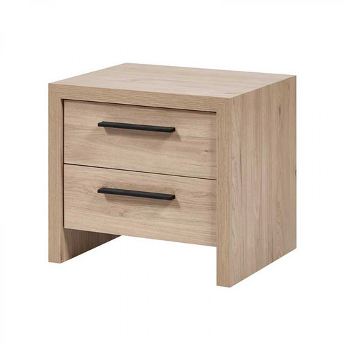 Tousmesmeubles - Table de chevet 2 tiroirs Bois clair - ANAELLE - Chevet Design