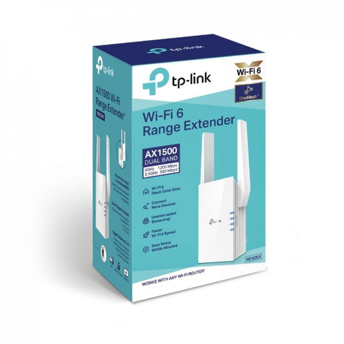 Tplink - AX1500 Wi-Fi 6 Range Extender AX1500 Wi-Fi 6 Range Extender Broadcom 1.5GHz Tri-Core CPU Wall Plugged 2 external antennas - Répéteur Wifi
