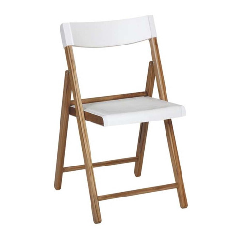 Tramontina - Chaise de jardin pliante en teck FSC et plastique blanc. Tramontina - Fauteuil pliant Fauteuil de jardin