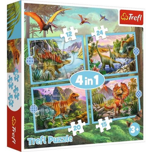 Trefl - Puzzle 4in1 Unique dinosaurs Trefl  - Animaux