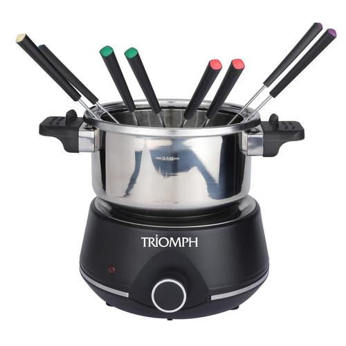 Triomph - Fondue électrique en acier inoxydable, 2 litres, 8 personnes, 1400W + 8 fourchettes - Appareil à fondue